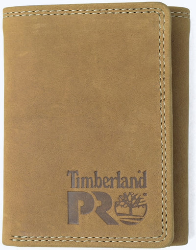 Timberland PRO Men's Leather RFID Trifold Wallet with ID Window